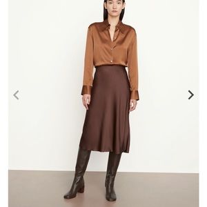 VINCE Satin Brown Skirt